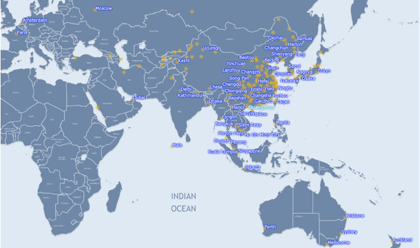 China Eastern Airlines Route Map