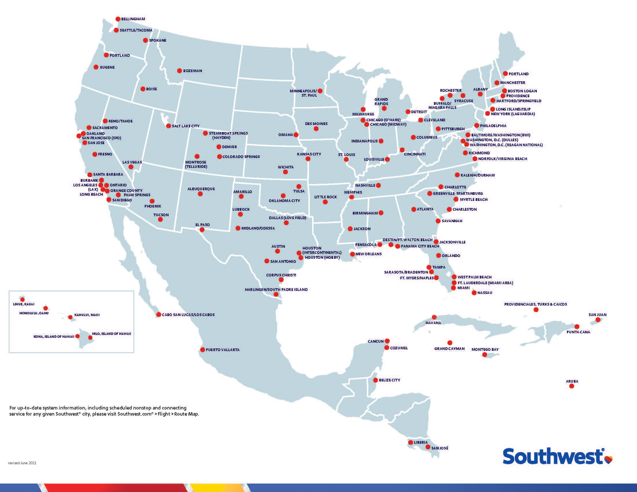 Southwest Airlines Route Map